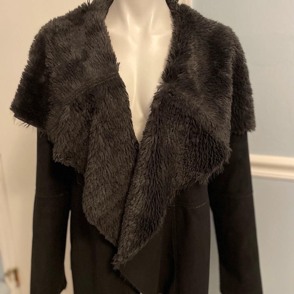 Black Faux Fur Calvin Klein Jacket